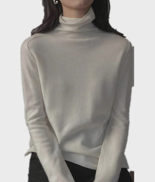 Casual all-fit Pile neck cashmere knitwear Women's Fall/Winter loose-fitting base sweater with turtleneck with cardigan