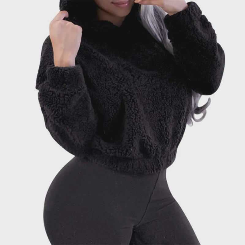 Schattige Fluffy Hoodie met Berenoren - Dames Winter Pullover