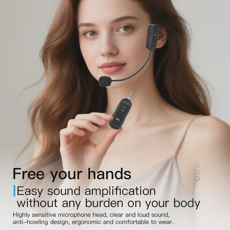 Draadloze Hoofdtelefoon Microfoon Set 2.4G - Draagbaar & Flexibel voor Sprekers, Docenten & Gidsen