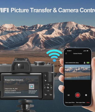4K Digitale Camera 48MP met 16x Zoom, Draaibaar Scherm & Macro Lens voor Vlogging