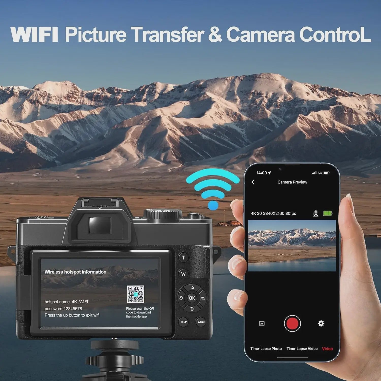 4K Digitale Camera 48MP met 16x Zoom, Draaibaar Scherm & Macro Lens voor Vlogging