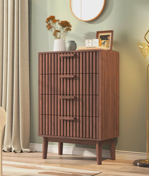 Moderne Houten Ladekast - 4 of 6 Laden - Retro Design Dressoir voor Slaapkamer & Woonkamer