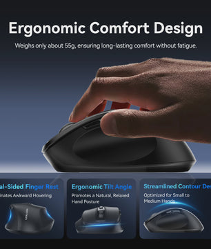 Vention Ergonomische Draadloze Muis: Bluetooth 5.1 & 2.4G Dual-Mode, 4000 DPI, Stille Knoppen