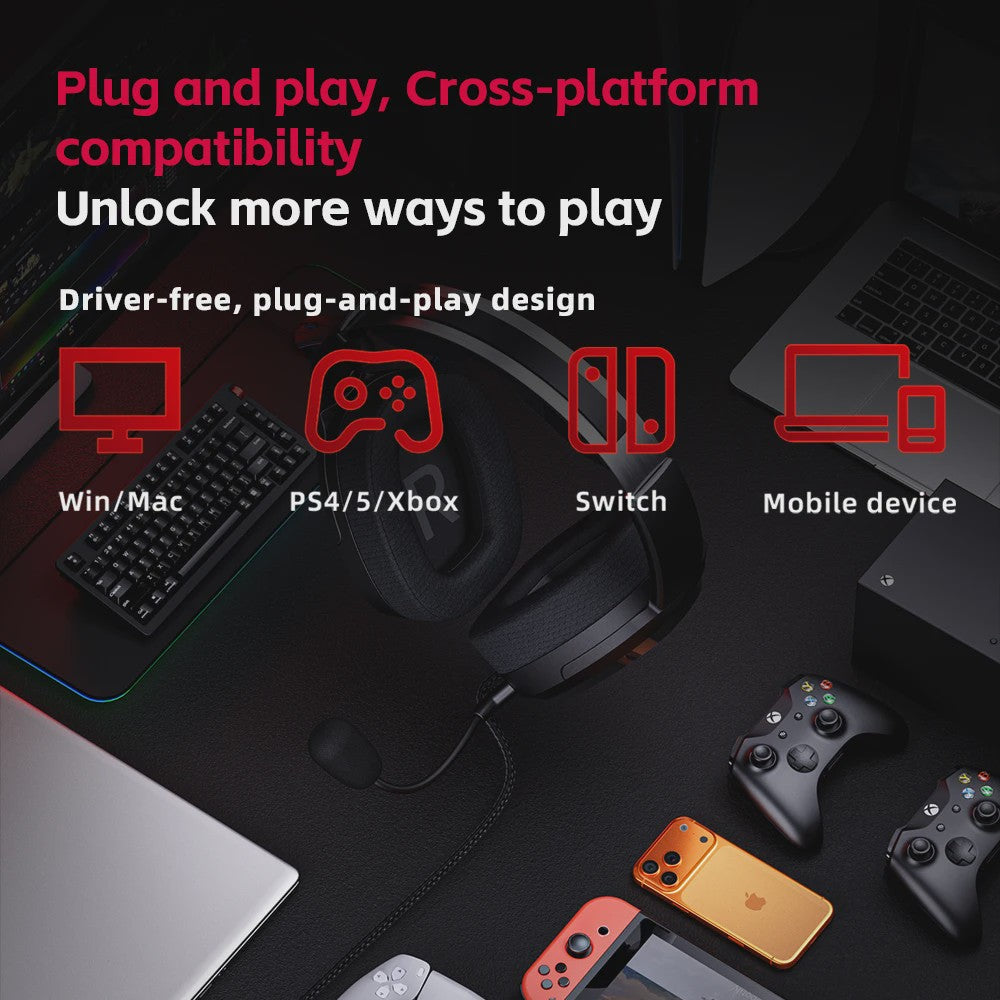 FIIO FG3 HIFI Gaming Headset: Virtueel 7.1 Surround Sound, Dual Drivers & ENC Microfoon