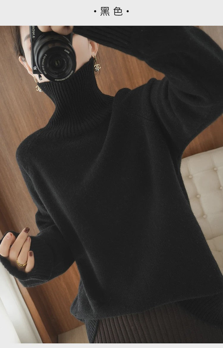 Dames 100% Kasjmier Coltrui - Dikke, Losse Pullover voor Herfst & Winter