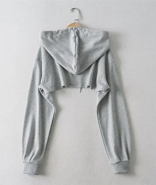 Unieke Dames Crop Hoodie met Lange Mouwen - Y2k Stijl & Persoonlijkheid