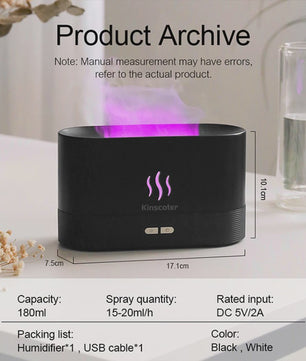 Vlam Effect Aroma Diffuser Luchtbevochtiger met LED Verlichting - Sfeervol & Rustgevend