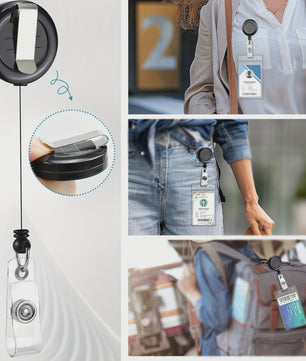 Zwarte Badgehouder Set met Intrekbare Lanyard, Waterdichte Kaarthouder & Karabijnsluiting