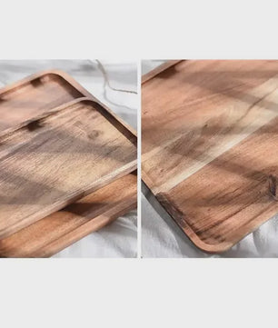 Acacia Houten Serveerschaal - Natuurlijk Hout, Perfect voor Snacks, Fruit & Thee
