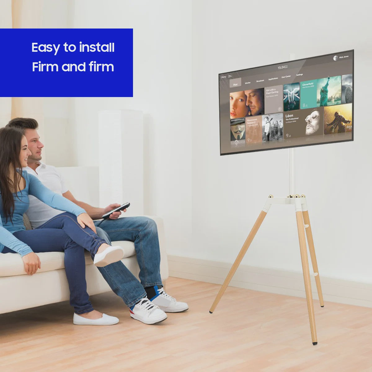 Vrijstaande TV Standaard Tripod voor 32-65 inch Schermen | Kantelbaar & In Hoogte Verstelbaar | Wit