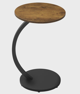 Stijlvolle C-vormige bijzettafel met hout-look blad - Ideaal voor laptop, koffie & thee
