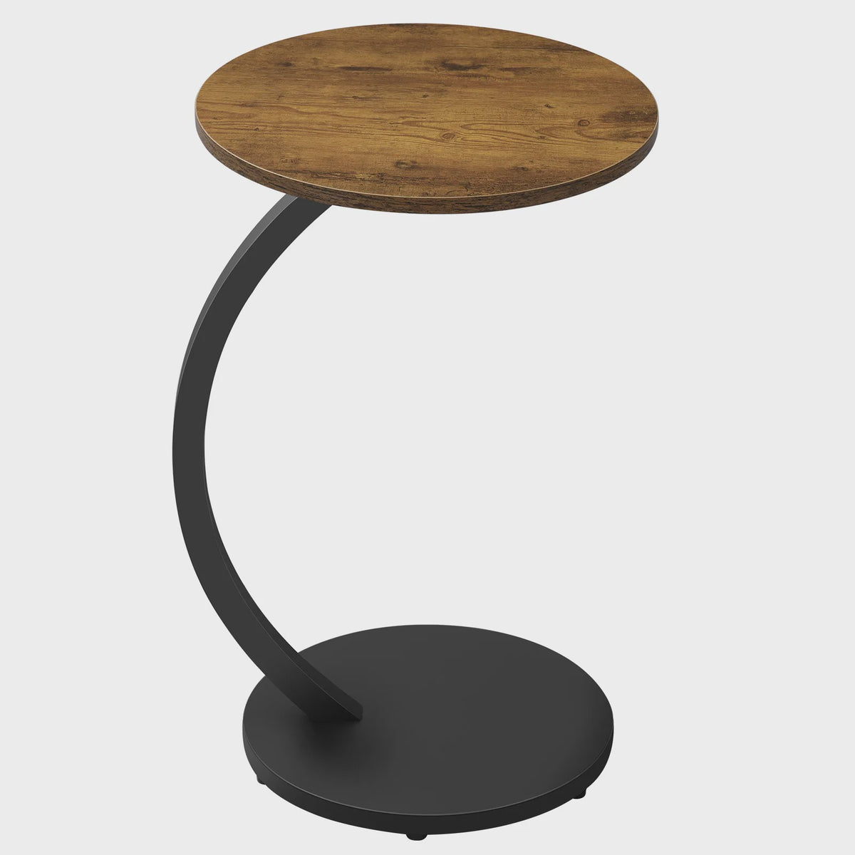 Stijlvolle C-vormige bijzettafel met hout-look blad - Ideaal voor laptop, koffie & thee