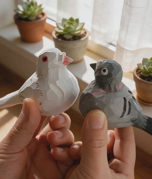 Handgesneden Houten Duif Beeldje - Vredesvogel Decoratie