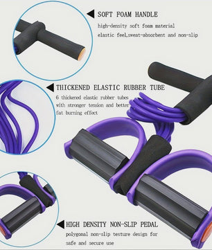 Multifunctionele Weerstandsband met 6 Tubes voor Fitness, Yoga en Buikspieroefeningen