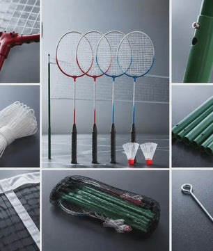 Complete Badminton Set met 4 Rackets, Net en Paaltjes - Ideaal voor Tuin, Park en Outdoor Plezier
