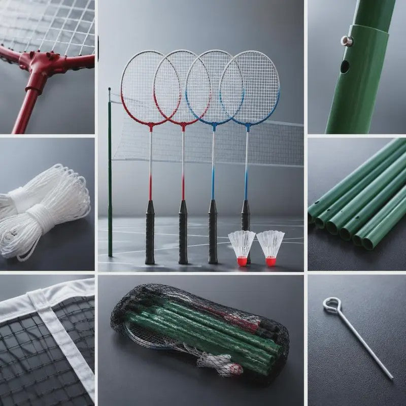 Complete Badminton Set met 4 Rackets, Net en Paaltjes - Ideaal voor Tuin, Park en Outdoor Plezier