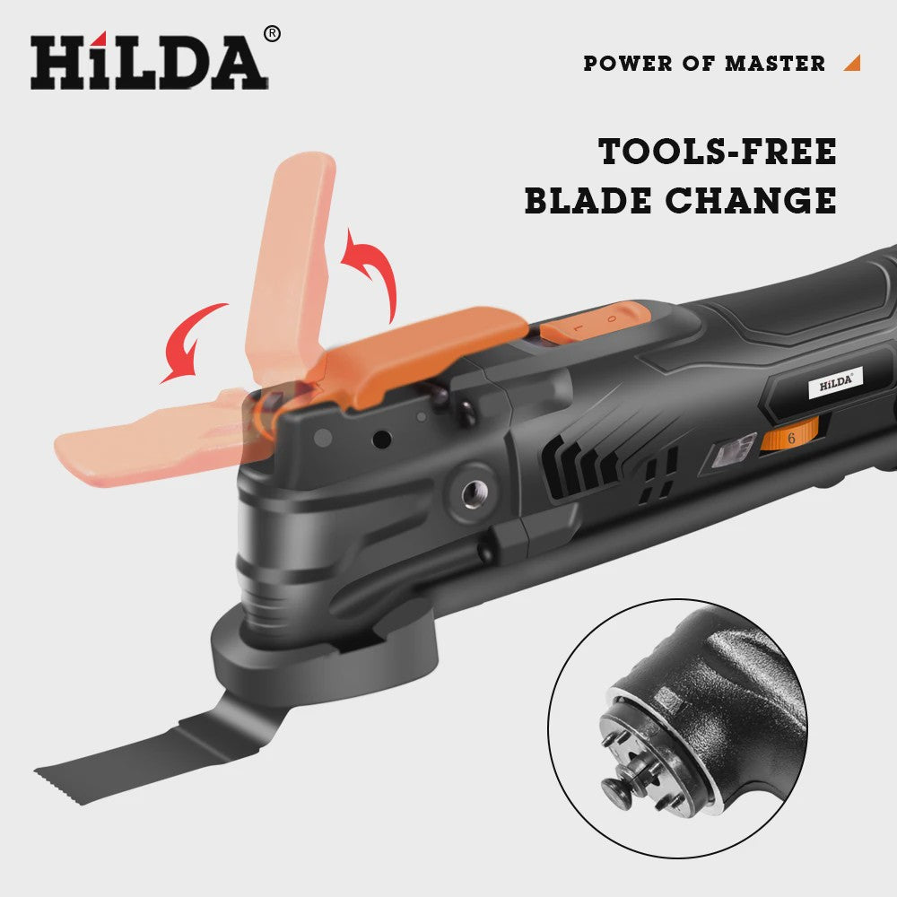 HILDA Snoerloze Multitool met 6 Variabele Snelheden - Krachtig Elektrisch Gereedschap voor Zagen, Trimmen en Schuren