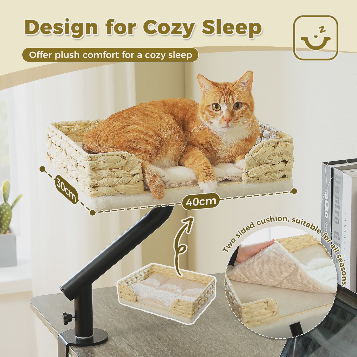 360° Draaibare Kattenmand voor Bureau - Comfortabele Hangmat voor Binnenkatten