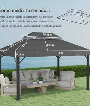 Outsunny Replacement Roof for Gazebo 4X3 m with Double Anti-Uv Roof Gray