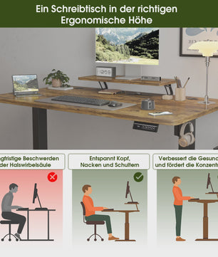 Devoko Elektrisch Inhoogte Verstelbaar Bureau 120x60cm met Monitorstandaard & Geheugenfuncties - Ergonomisch Sta-Buro (Wit)