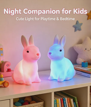 Schattige Konijn Nachtlampje - Kleurrijk & Zacht Licht voor Kinderkamer