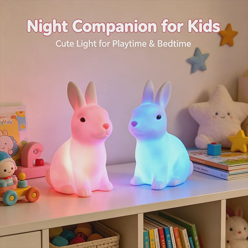 Schattige Konijn Nachtlampje - Kleurrijk & Zacht Licht voor Kinderkamer