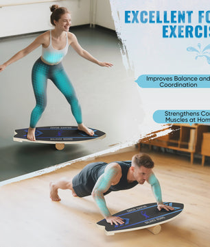 Balance Board Wood Sportneer Indoor Board Skateboard, Indoor Surfboard, Trickboard and Balance Board for Children and Adults