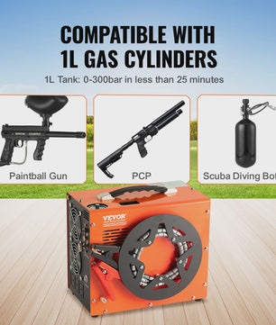 Draagbare PCP Air Compressor 4500PSI/30Mpa - Watervrij, voor Luchtgeweer, Paintball & Duiktank