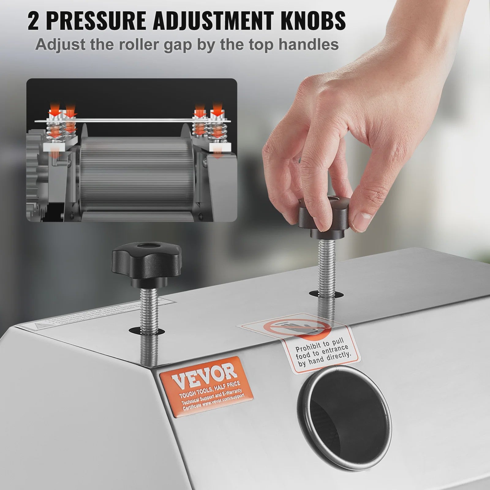 Professionele Suikerrietpers - Hoge Capaciteit (110 LBS/H) met 3 RVS Rollers & Grote Invoer (2.4")