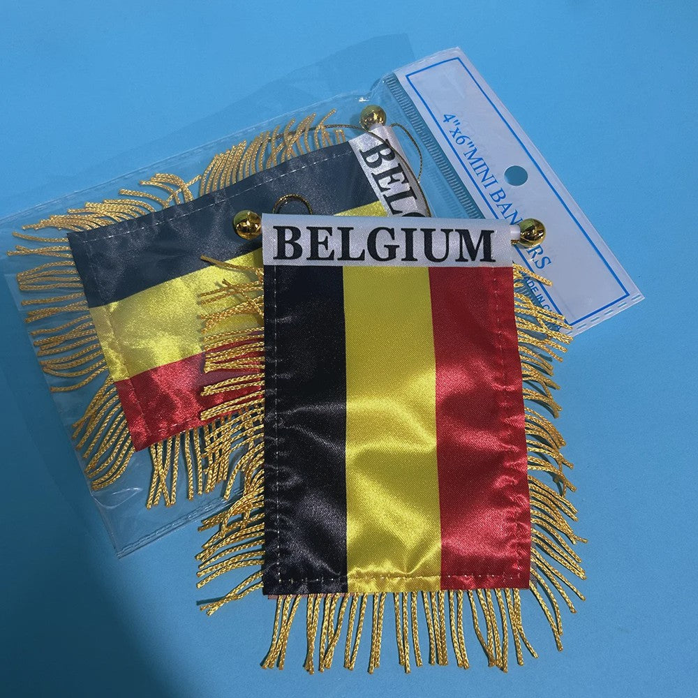 Belgische Mini Vlag voor Auto Raam - 8x12cm Polyester, Dubbelzijdig Bedrukt