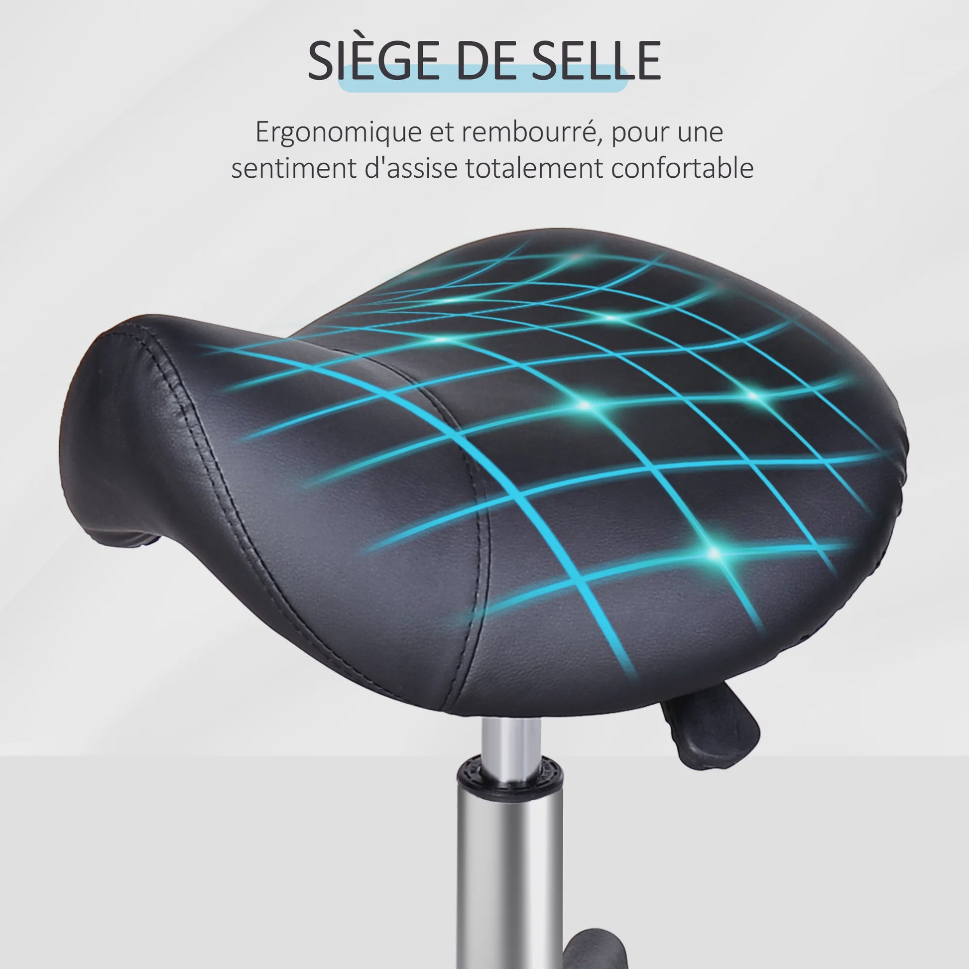 Zadelkruk met Wieltjes - Verstelbare Massagekruk voor Salon, Spa & Tatoeëerder - Zwart