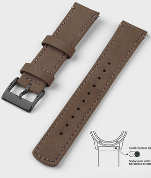 Top Grain Echt Lederen Horlogeband - 20mm/22mm Quick Release - Voor Heren, Dames & Samsung Galaxy Watch