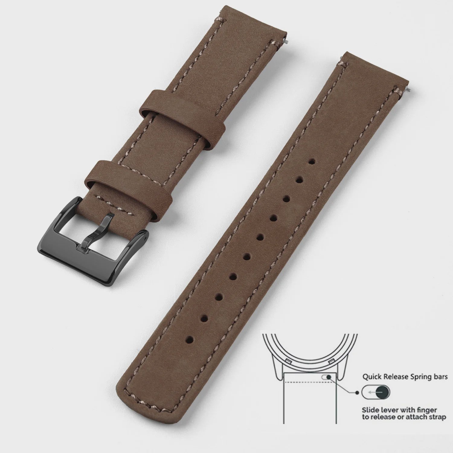 Top Grain Echt Lederen Horlogeband - 20mm/22mm Quick Release - Voor Heren, Dames & Samsung Galaxy Watch