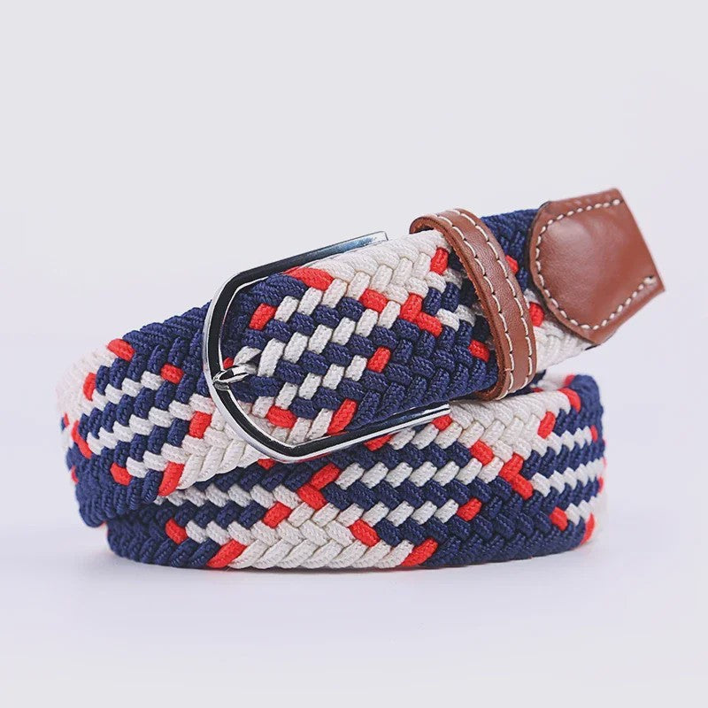 Unisex Gevlochten Elastische Riem met Pin Gesp - 107-130cm