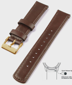 Top Grain Echt Lederen Horlogeband - 20mm/22mm Quick Release - Voor Heren, Dames & Samsung Galaxy Watch