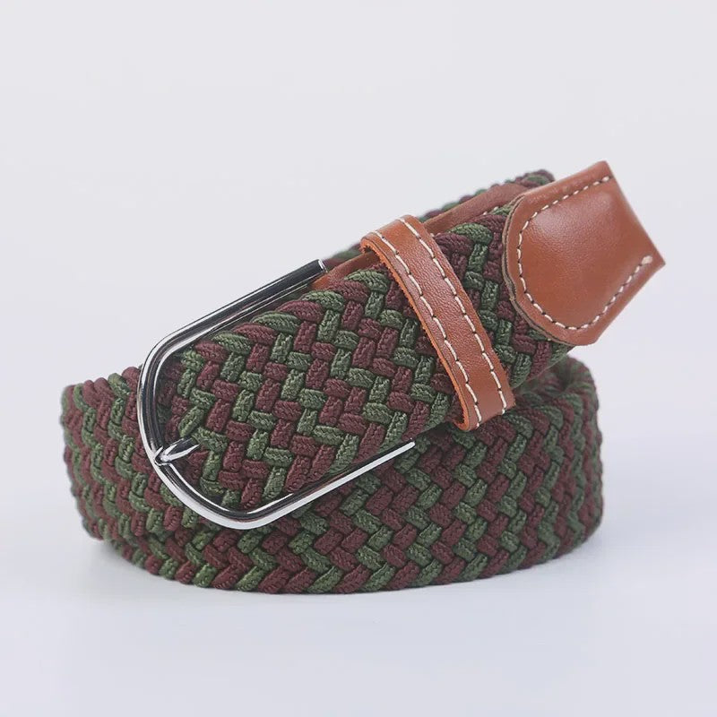 Unisex Gevlochten Elastische Riem met Pin Gesp - 107-130cm