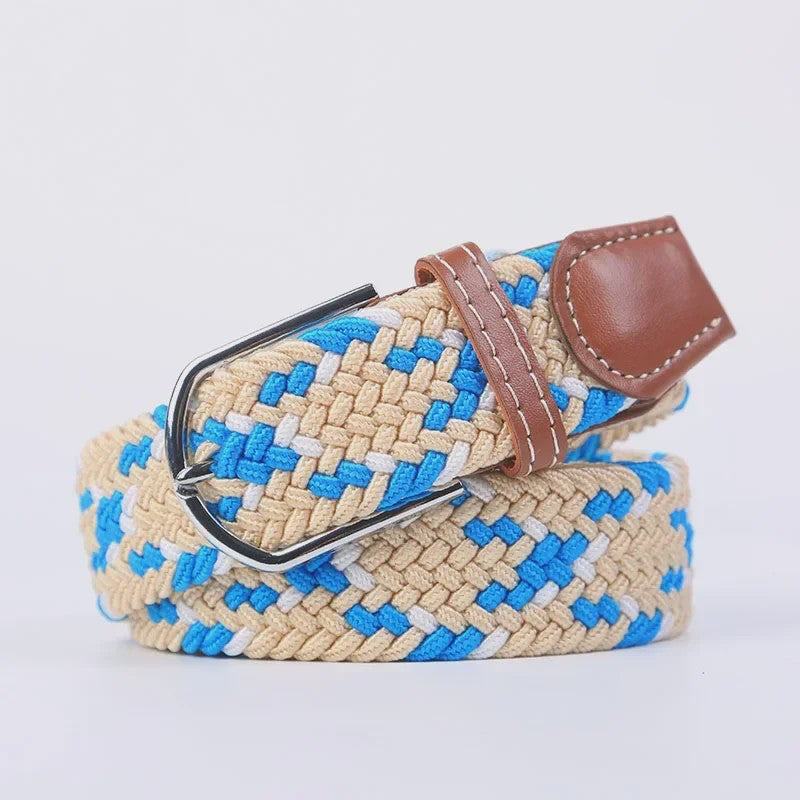 Unisex Gevlochten Elastische Riem met Pin Gesp - 107-130cm
