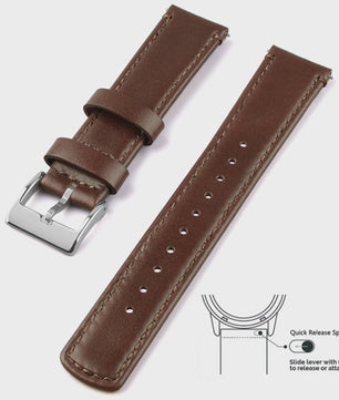 Top Grain Echt Lederen Horlogeband - 20mm/22mm Quick Release - Voor Heren, Dames & Samsung Galaxy Watch