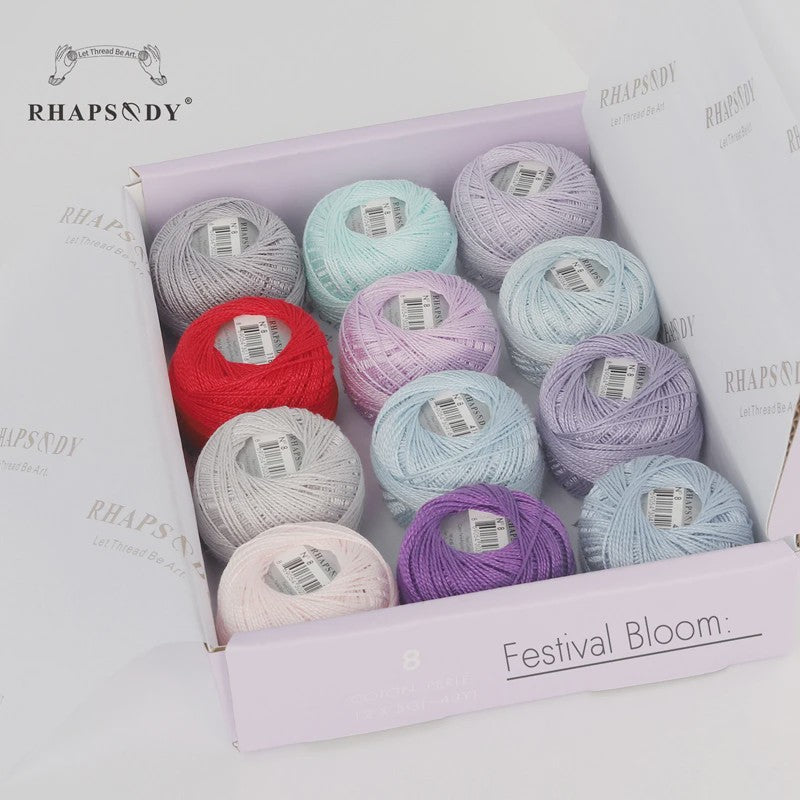 Rhapsody Pearl Cotton Garen Set - Maat 8 - 12 Bollen voor Haken, Borduren & Knutselen