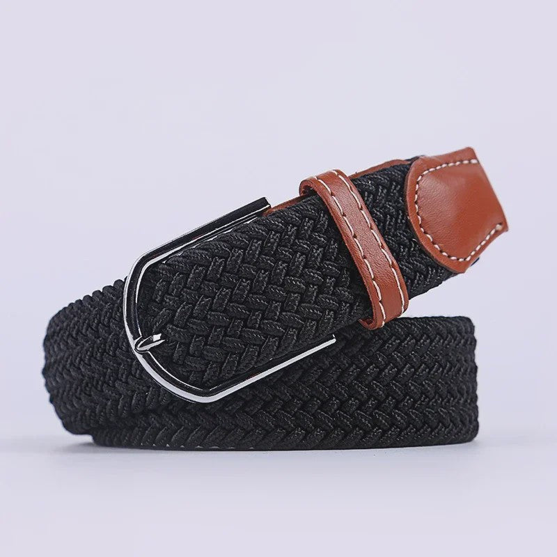 Unisex Gevlochten Elastische Riem met Pin Gesp - 107-130cm