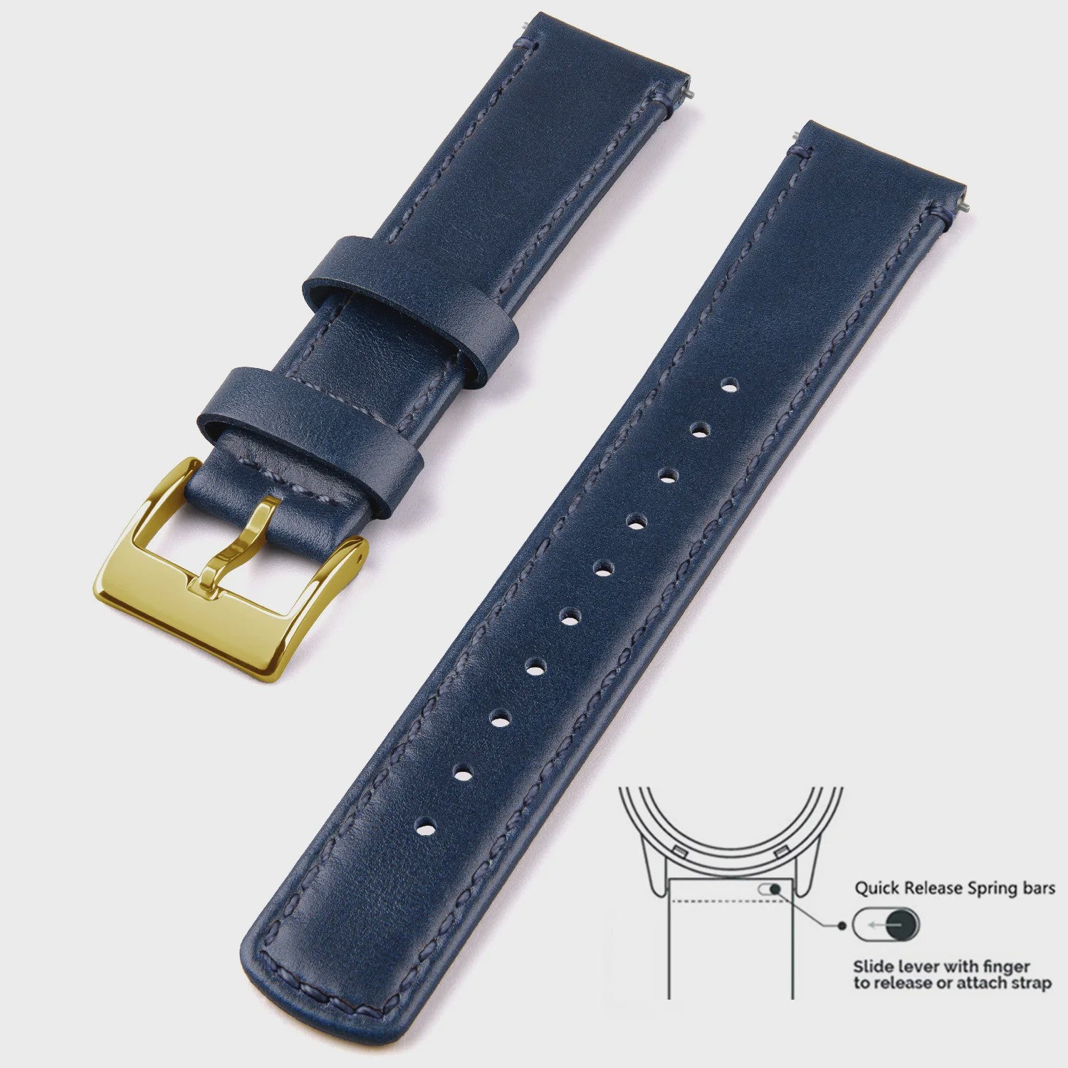 Top Grain Echt Lederen Horlogeband - 20mm/22mm Quick Release - Voor Heren, Dames & Samsung Galaxy Watch
