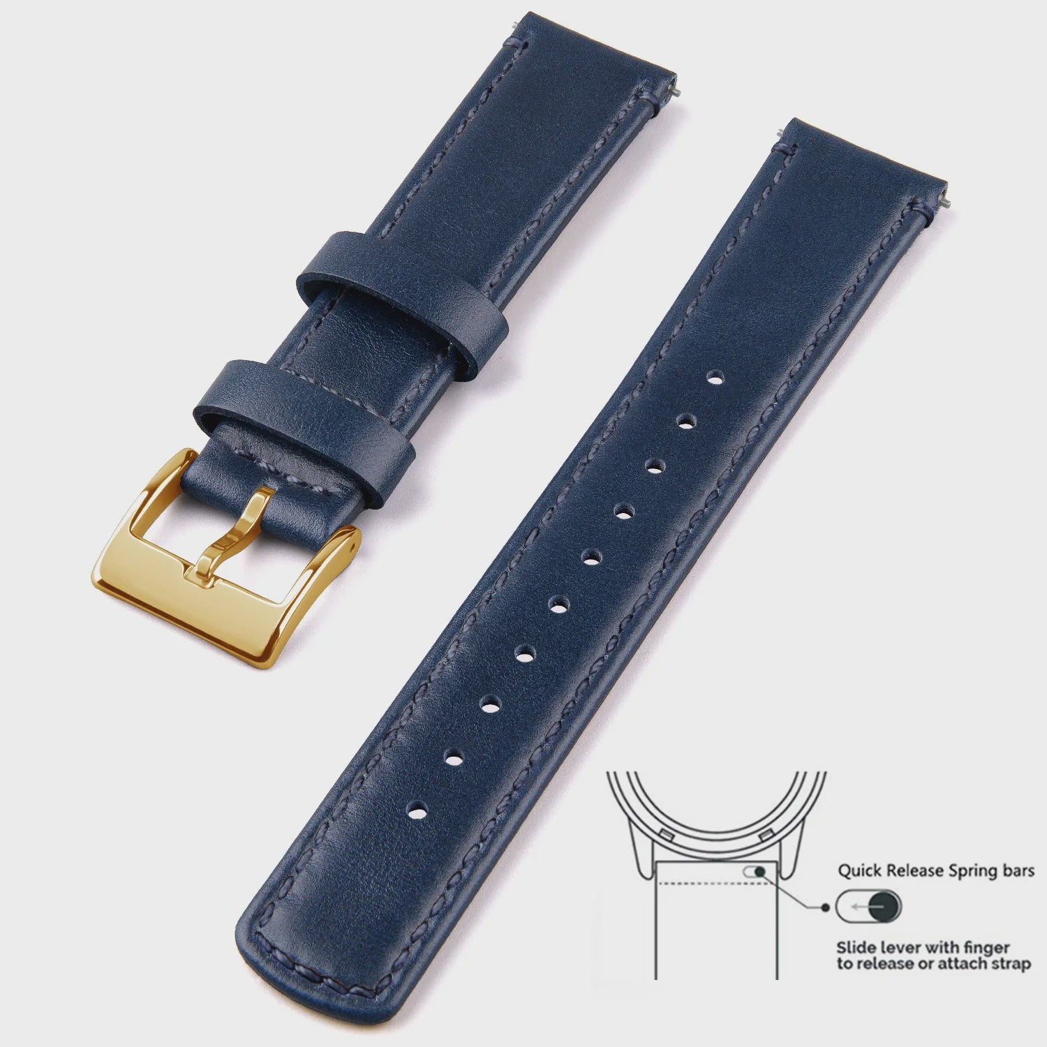 Top Grain Echt Lederen Horlogeband - 20mm/22mm Quick Release - Voor Heren, Dames & Samsung Galaxy Watch