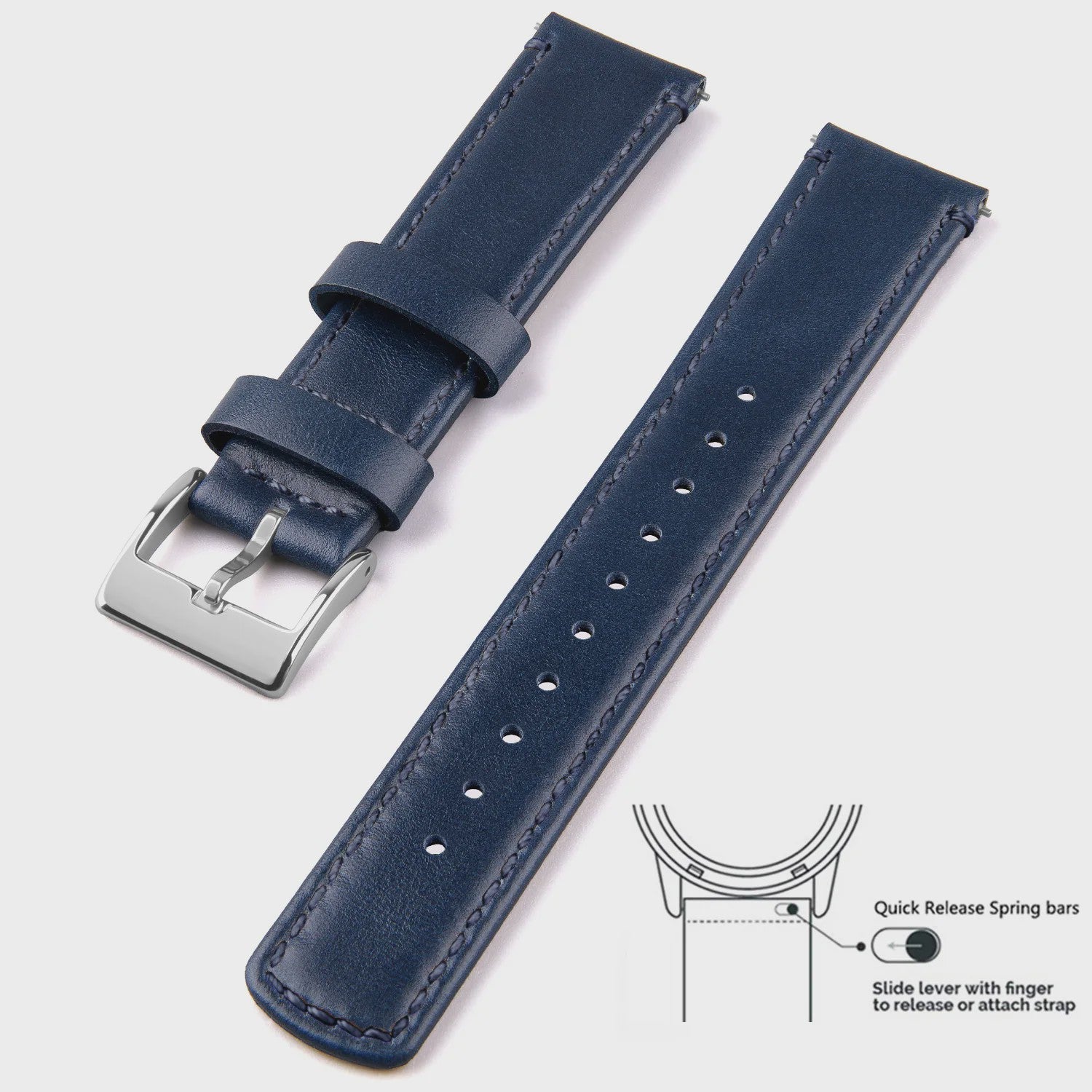 Top Grain Echt Lederen Horlogeband - 20mm/22mm Quick Release - Voor Heren, Dames & Samsung Galaxy Watch