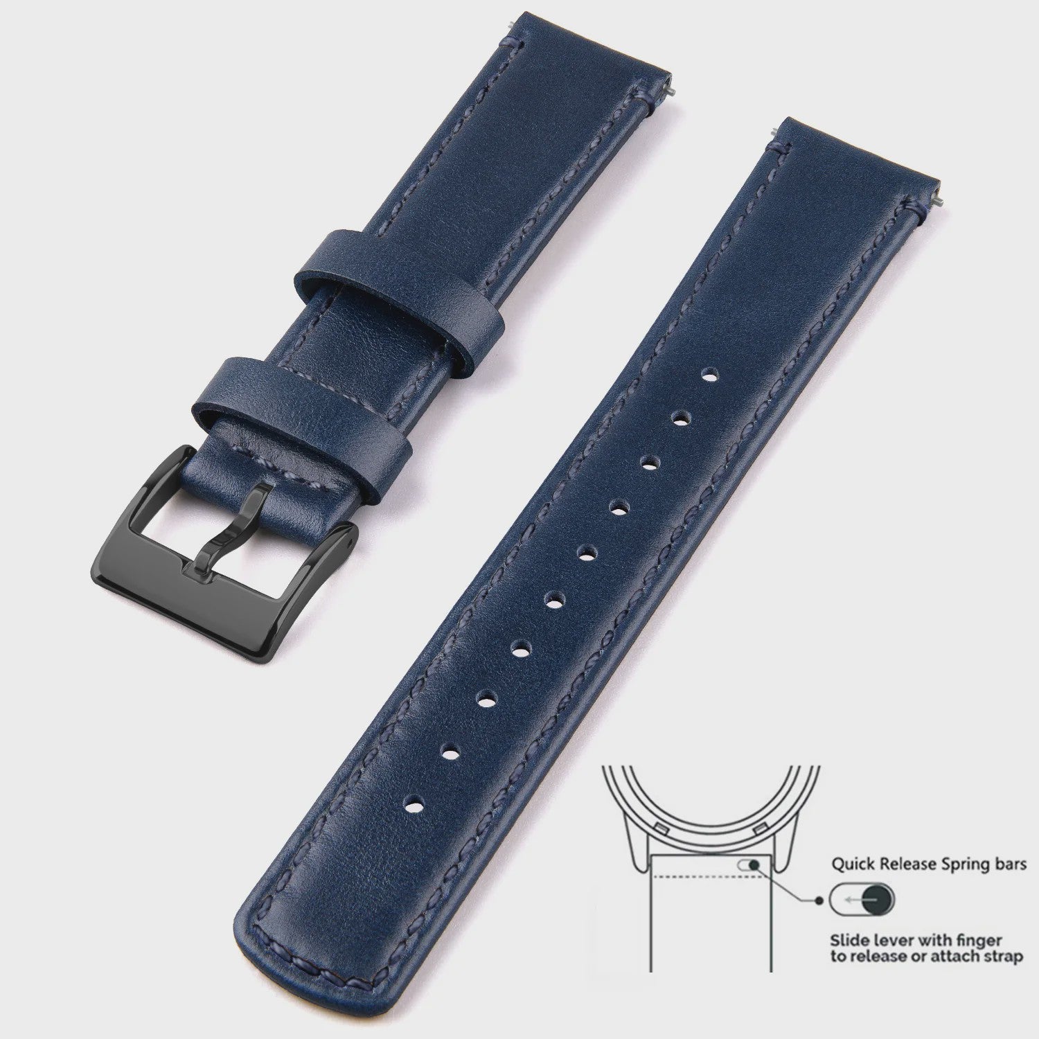 Top Grain Echt Lederen Horlogeband - 20mm/22mm Quick Release - Voor Heren, Dames & Samsung Galaxy Watch