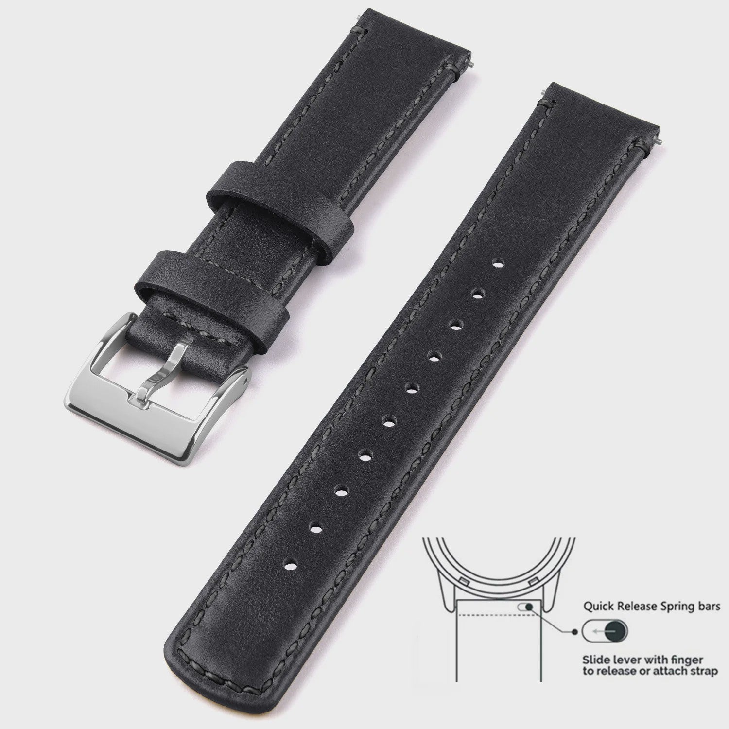 Top Grain Echt Lederen Horlogeband - 20mm/22mm Quick Release - Voor Heren, Dames & Samsung Galaxy Watch