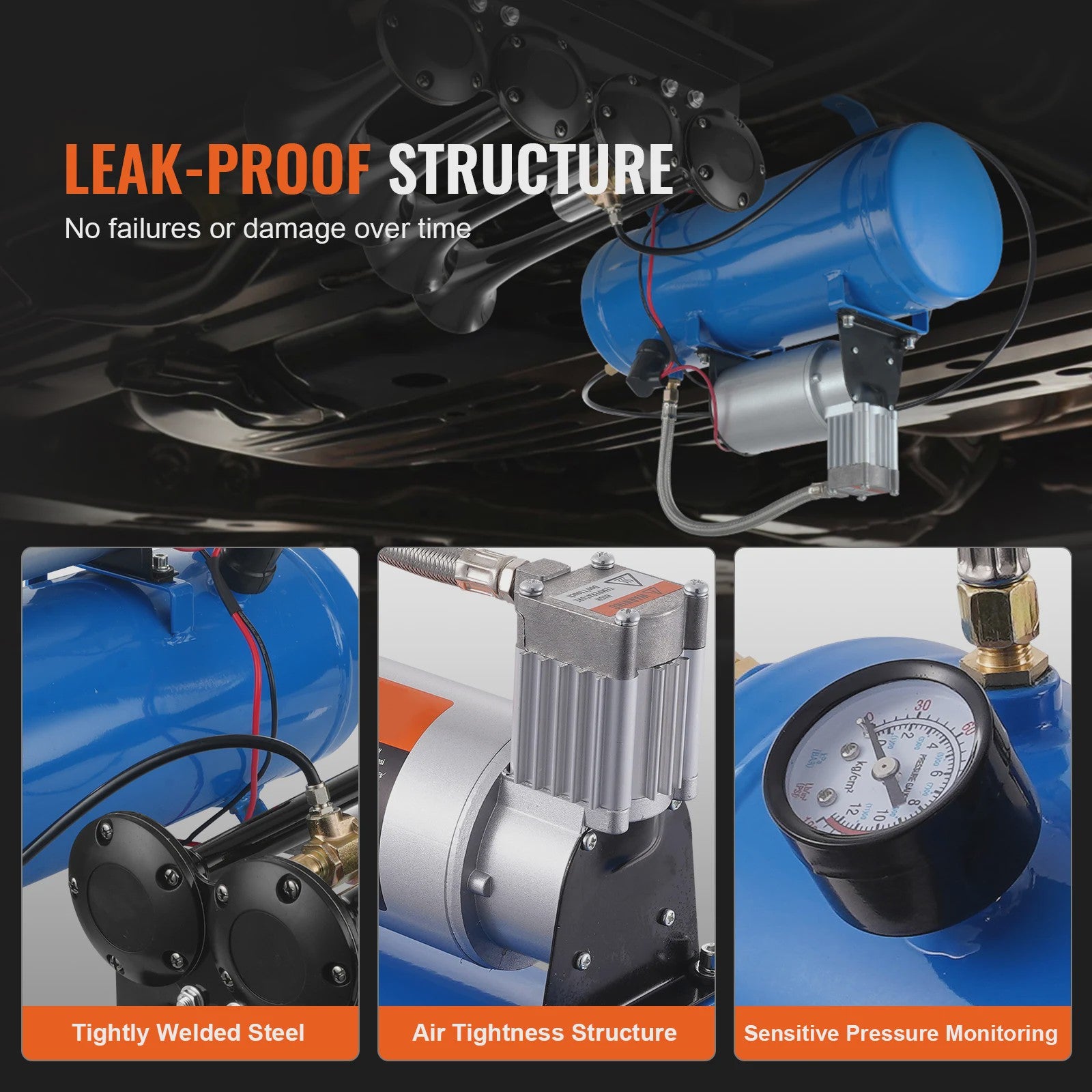 12V Luchtcompressor met Tank (3/6L) - Krachtig voor Trein Hoorn & Banden Oppompen (120psi)