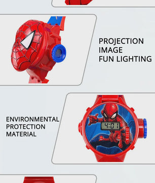 Projectie Kinderhorloge met Superhelden - Spiderman, Iron Man, Captain America & Hulk