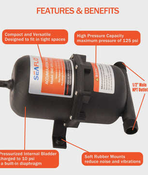 Draagbare Water Accumulator Tank 0.75L - 125 PSI voor Boot, RV en Jacht