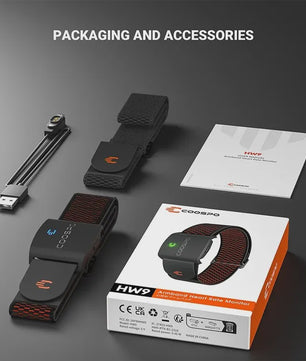 COOSPO HW9 HRM Sensor Armband Heart Rate Monitor with HR Zones/Calories for Fitness Running BLE5.0 ANT+ for Peloton,Zwift,Wahoo