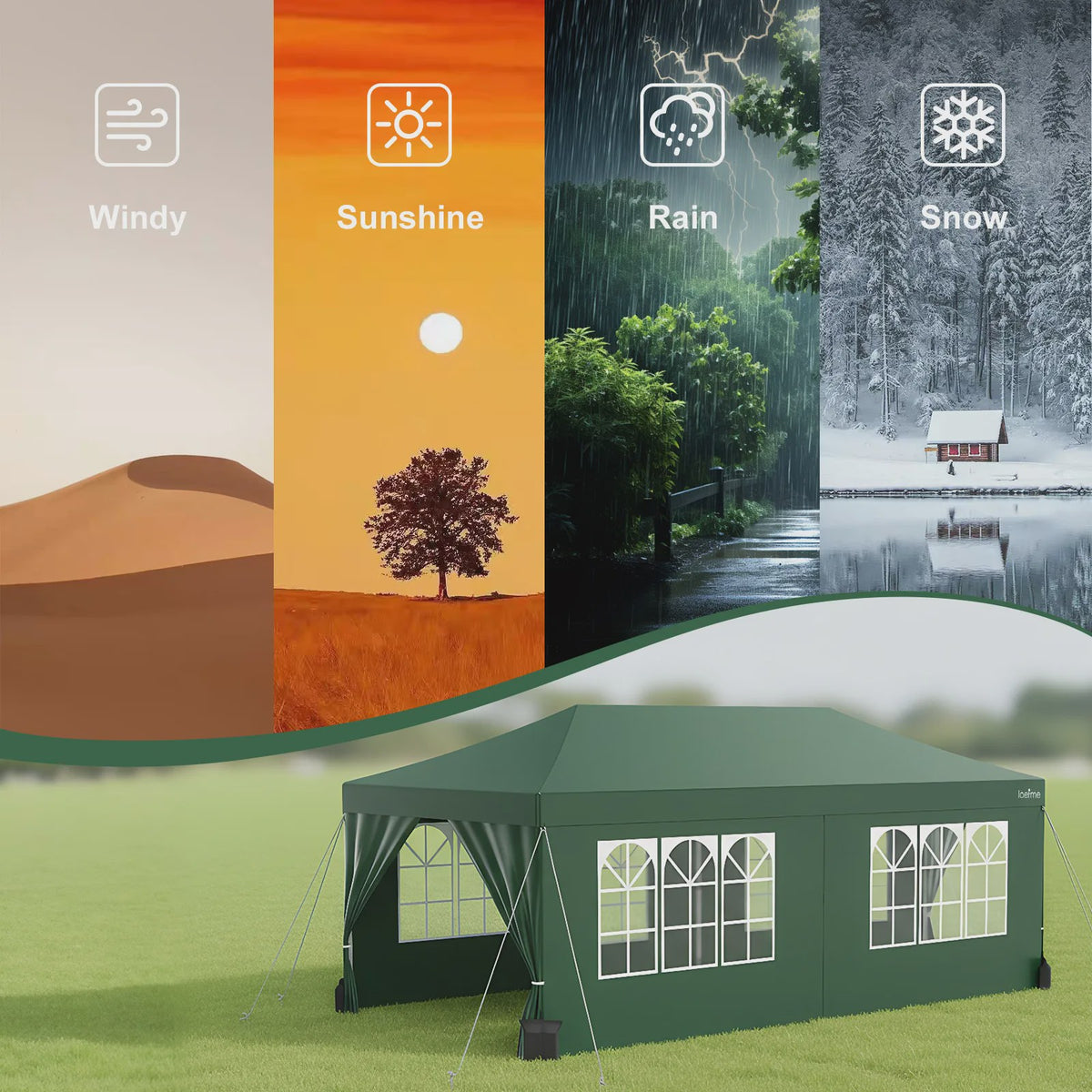 LOEFME 3x6m Pop-Up Partytent Gazebo - Waterdicht, Winddicht met 6 Zijwanden & UV Bescherming